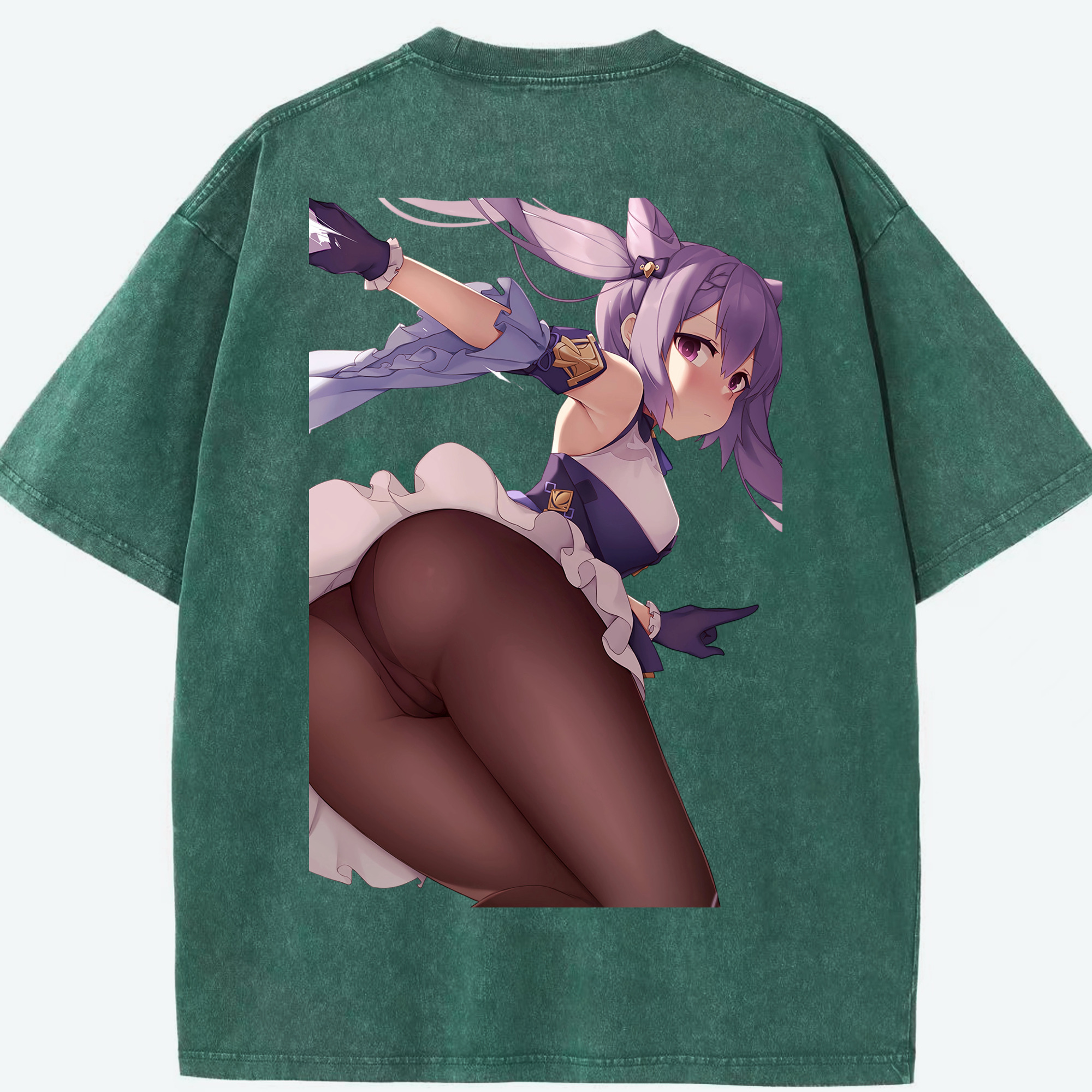 げんし神 刻晴 こくせい genshin Kokusei 綿100% ヴィンテージ風 半袖Tシャツ（背面プリント）